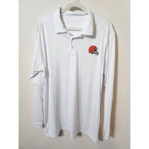 NFL Cleveland Browns‎ Antigua Long Sleeve White Polo Shirt Embroidered XL Golf